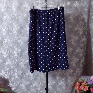 Elegant Navy Polka Dot Midi Skirt